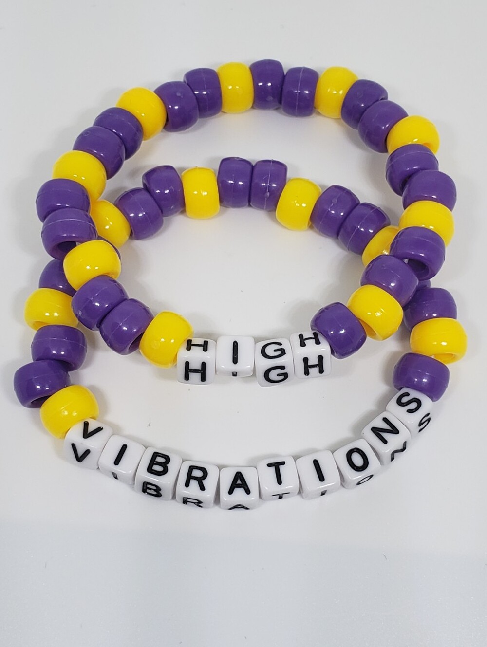 Handmade Stackable Yellow Purple High Vibrations Kandi Bracelets